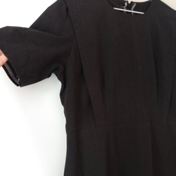 Striped Mennonite Cape Dress 41"B 34"W Modest Black White Pinstripe Handmade - Picture 5 of 14